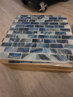 Vidrepur Blue Glass Mosaic Tile Sheets 30pcs