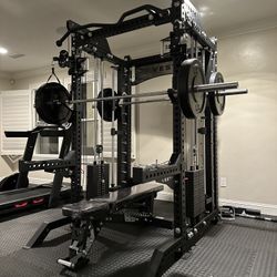 PRO SERIES Ultimate Half Rack Functional Trainer w/Smith Machine Bar | 320lb Stack | Gym Equipment | Fitness | Commercial | Squat Rack 