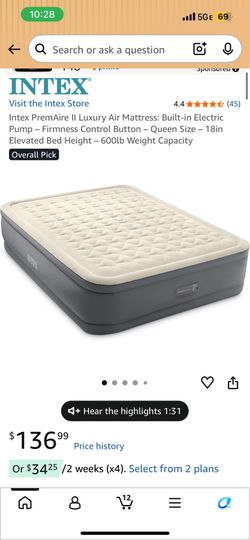 Intex PremAire II Queen Air Mattress – Excellent Condition