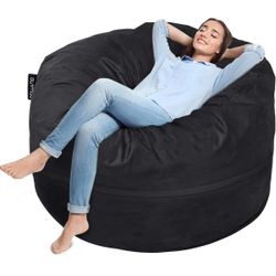 Anuwaa Giant 4ft Memory Foam Bean Bag Chair w/ Removable Cover - Black