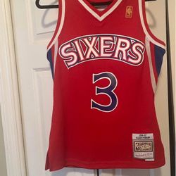 Mitchell & Ness Iverson Red 76ers rookie Hardwood Classics Authentic Jersey Men’s Size Small