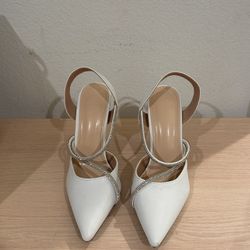 ✨ Never Worn White Rhinestone Heels – $35 OBO