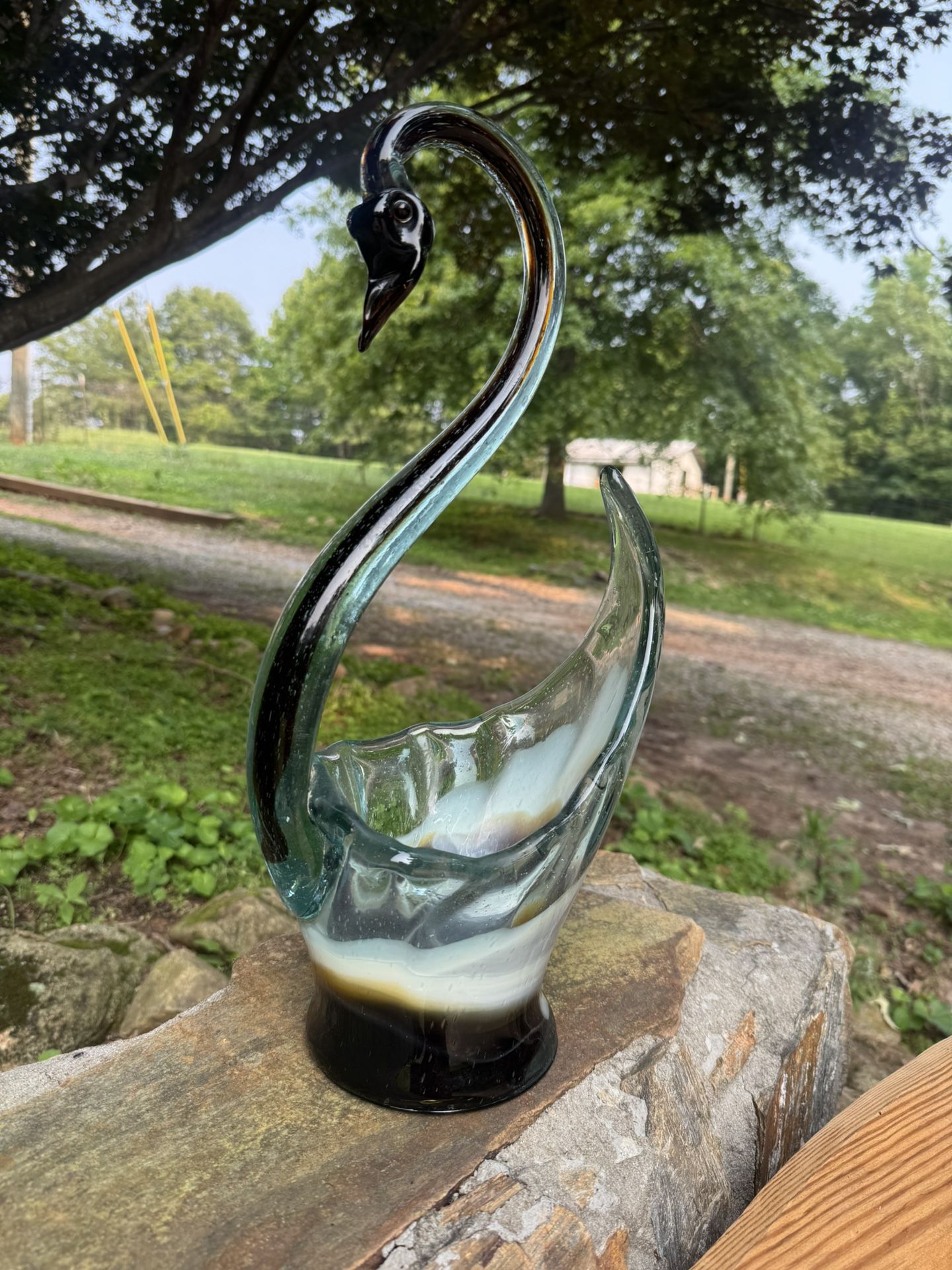 Large Vintage Glass Swan
