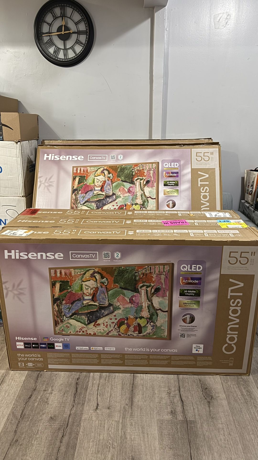 Hisense 55” QLED 4K CanvasTV with art mode & google tv
