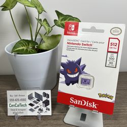 NEW! SanDisk 512GB Micro SD microSDXC Memory Card Nintendo Switch Pokemon Gengar