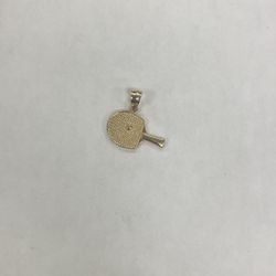 14k Solid Gold Pickleball Charm Pendant 