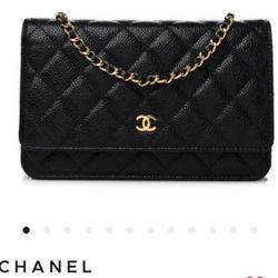 Chanel Caviar Wallet On Chain Black With Gold Hardware