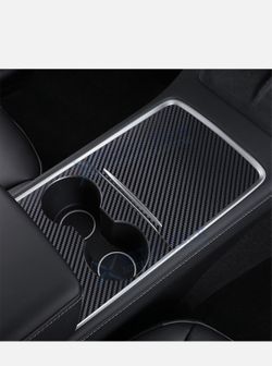 Fits 21-23 Tesla Model Y PVC Center Console Wrap Cover Decal Carbon Fiber Black - Picture 2 of 13 Fits 21-23 Tesla Model 3 PVC Center Console Wrap Cov