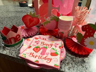 Strawberry 1st Birthday Party Decoration Set