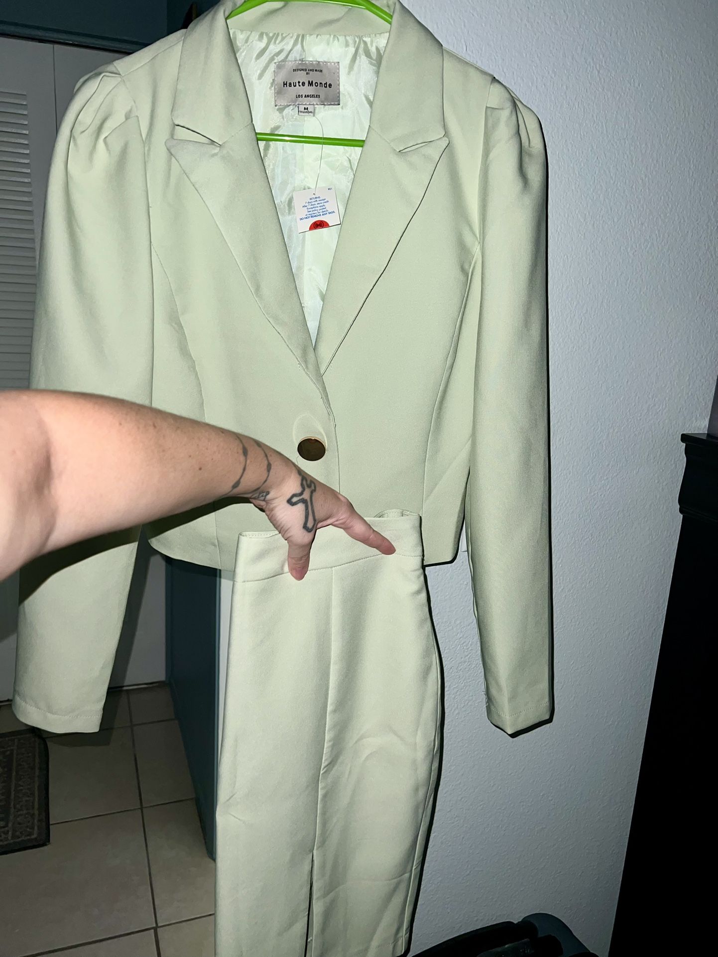 New mint green short Blazer & Short pencil Skirt size M $15