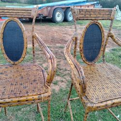 Rattan Wicker King Tut Bar Stools 