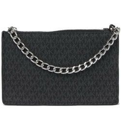 Original Michael Kors MK Fanny Pack Belt With Pull Chain, Black/Grey. 