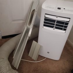 GE 5,100 BTU Portable Air Conditioner with Dehumidifier & Exhaust Hose w/ Window Attachment, White