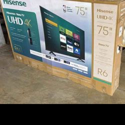 New 75 ‘ Hisense Roku 4k Smart ..$375.00!!