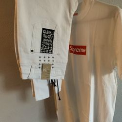 Supreme Tee/White Ksubi Jeans