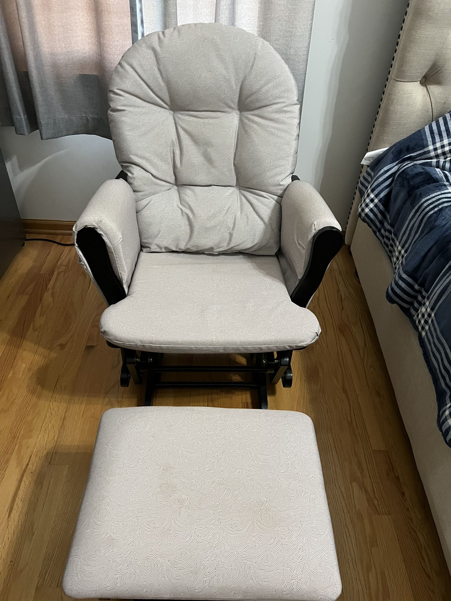 Glider and Ottoman Espresso And Beige