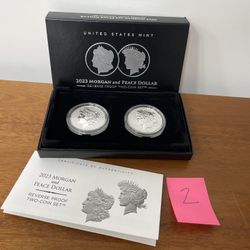 Morgan and Peace Dollar 2023 Two-Coin Reverse Proof Silver Coin Set