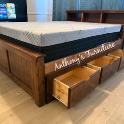 Queen Bed With Drawers And Memory Foam Mattress