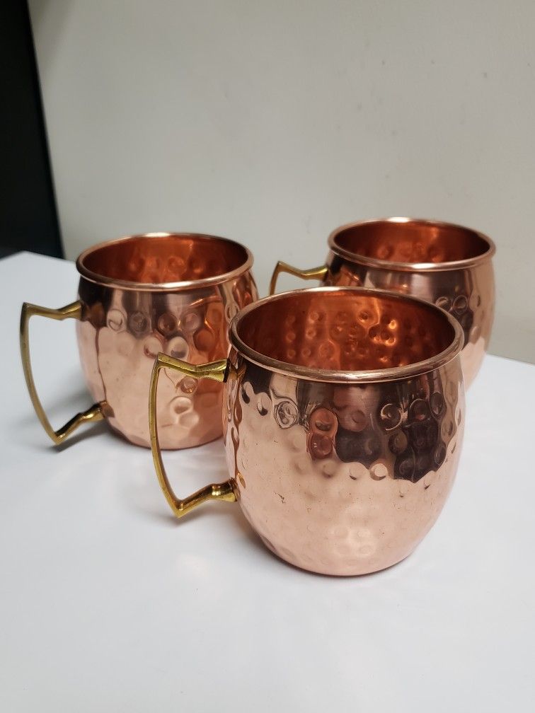 Set-3 Hammered Copper Mugs