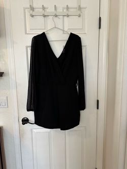 Black Mini romper with Sheer Sleeves