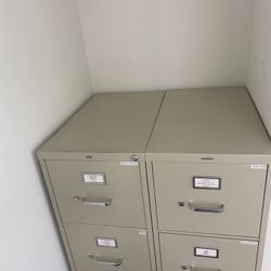 Two Used Durable Hon 4-drawer Filing Cabinets 