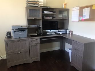 Office desk with hutch and drawers