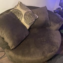 Swivel Couch ( Brown With Pillows )