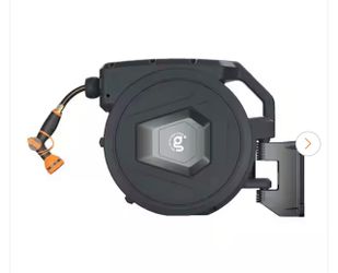 Giraffe Tools Premium Instant Glide Retractable Garden Hose Reel 5/8in 90ft, Metal Bracket