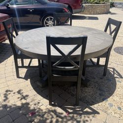 Brown Round Table with 4 Chairs