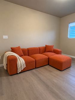 Orange Modular Boneless 4 Piece Couch
