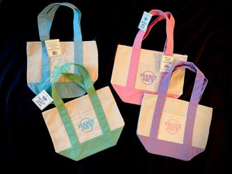 Trader Joe's Mini Canvas Tote Bag. Limited Addition pastel set. NWT Reusable bag