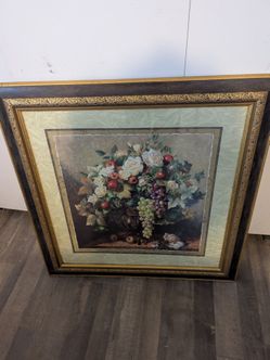 Fruit And Flowers Home Interiors Vintage Picture Wood & Gold Tone Di Giacomo 29"