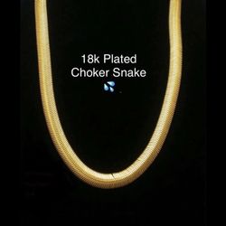 18k Gold Plated Choker Snake Chain 