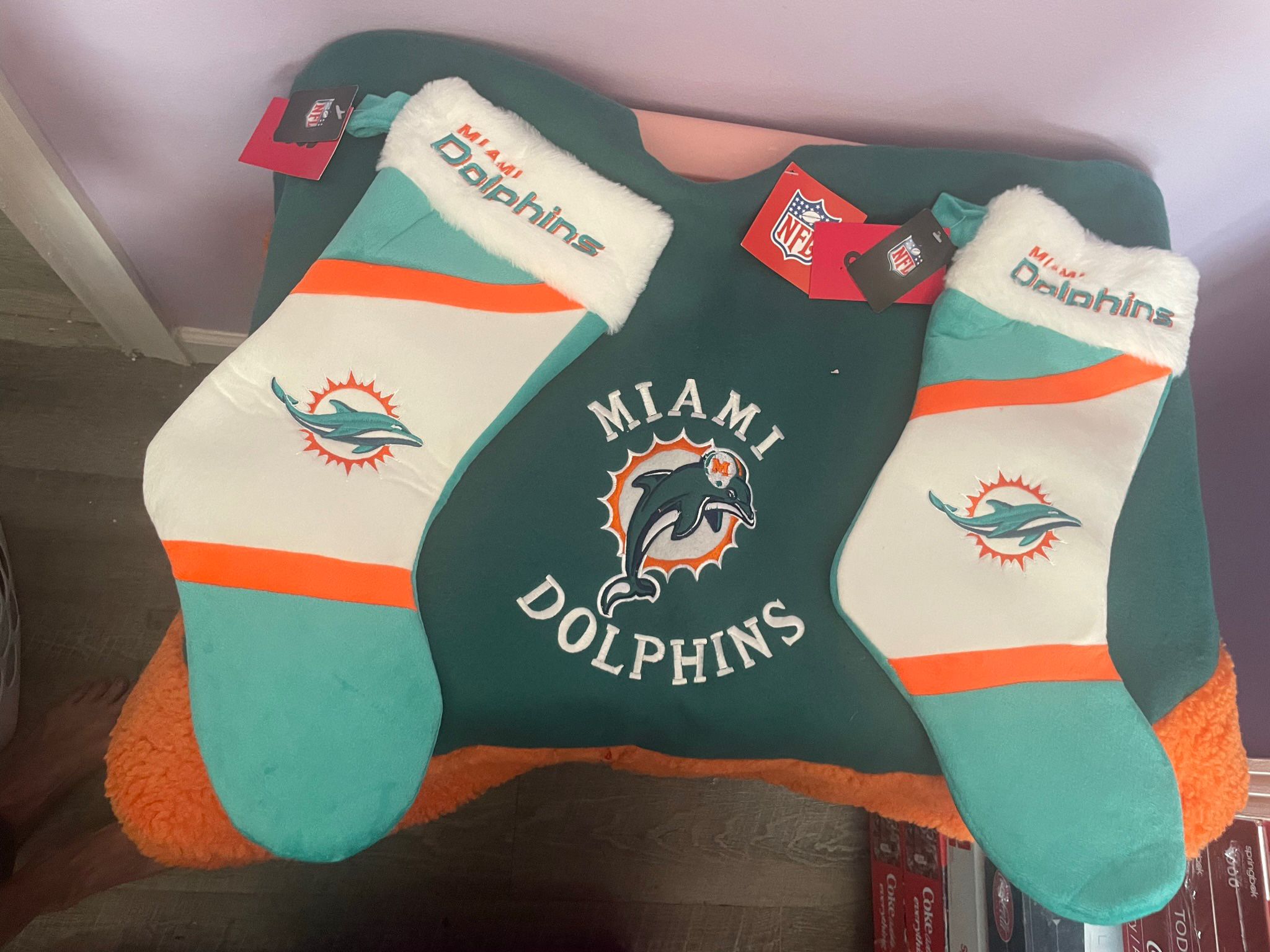Miami Dolphins Tree Skirt & Stockings