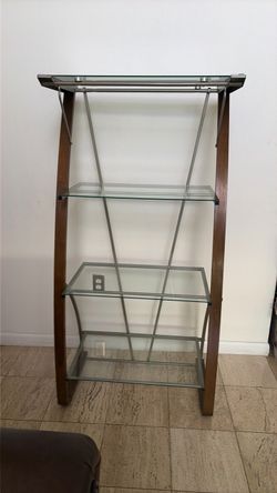 Nice office tempered glass W/wood shelves