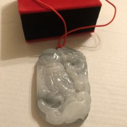 Certified A jade light green color carved pendant