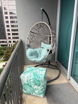 Hanging Egg Chair with Stand and Cushion