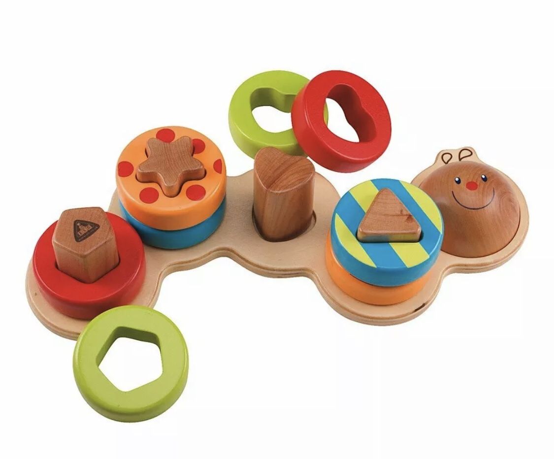 ELC caterpillar shape sorter toy sets baby wooden toy bricks building block toys