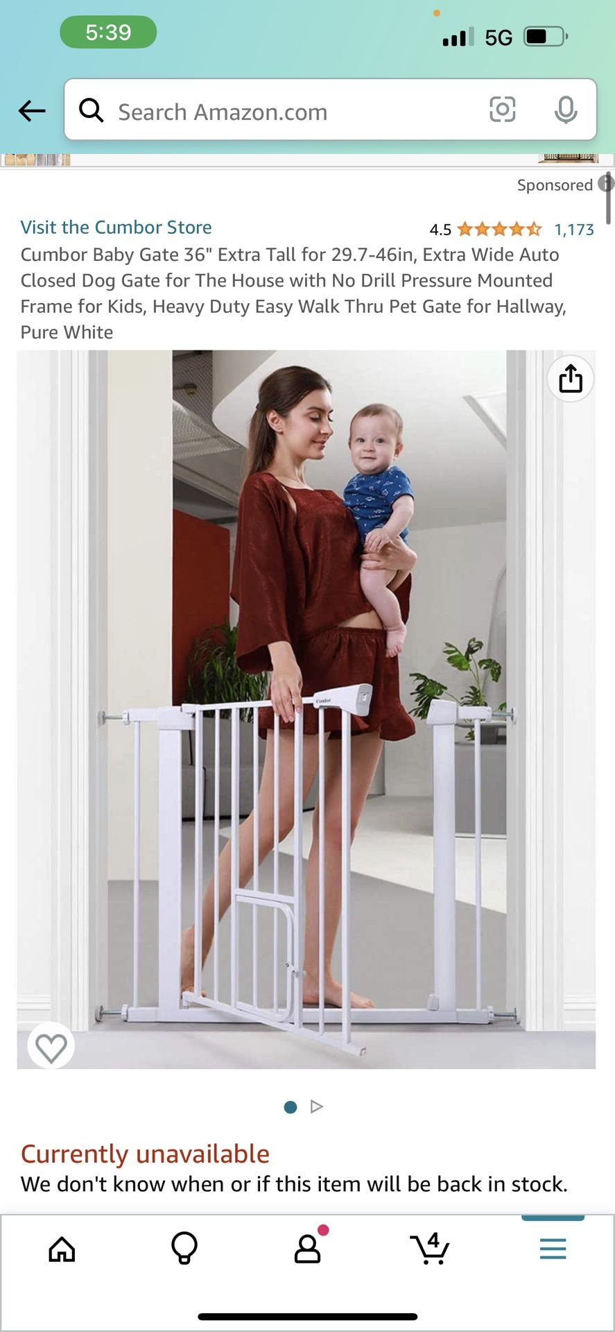 Cumbar Baby Gate 36” Tall