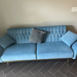 Blue Velvet Futton Couch