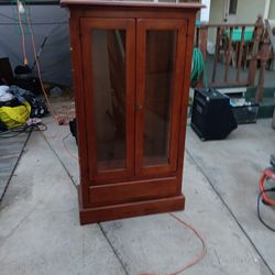 ANTIQUE WOOD/GLASS DISPLAY CABINET