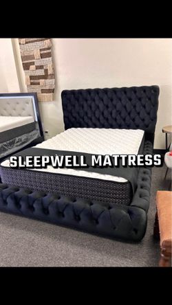 New Queen bed frame with mattress