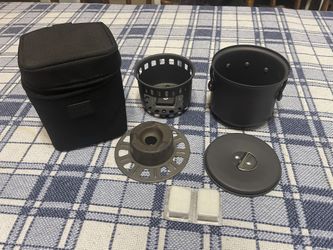 Esbit solid fuel and decagon alcohol stove set.