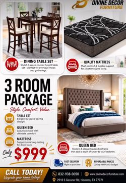 New 3 Room Package Deal ❤️ Queen