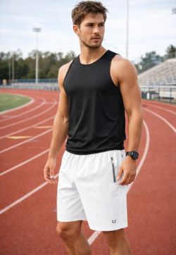 Northyard Men's Athletic Performance Shorts White Zip Pocket 2XL NWT