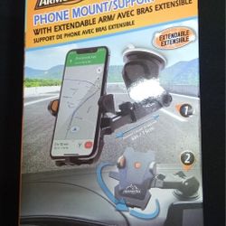ArmorAll Phone Mount Support Extendable Arm 360° Rotation Swivel Suction Car