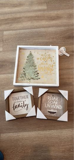 Farmhouse Wood Sign Wall Decor Set of 3