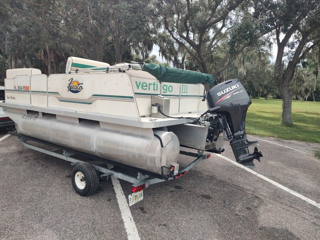 2011 Fiesta Sun Fisher 16 ft pontoon boat, motor and trailer package
