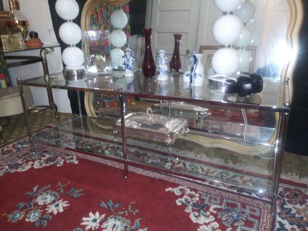 Chrome and glass coffee table