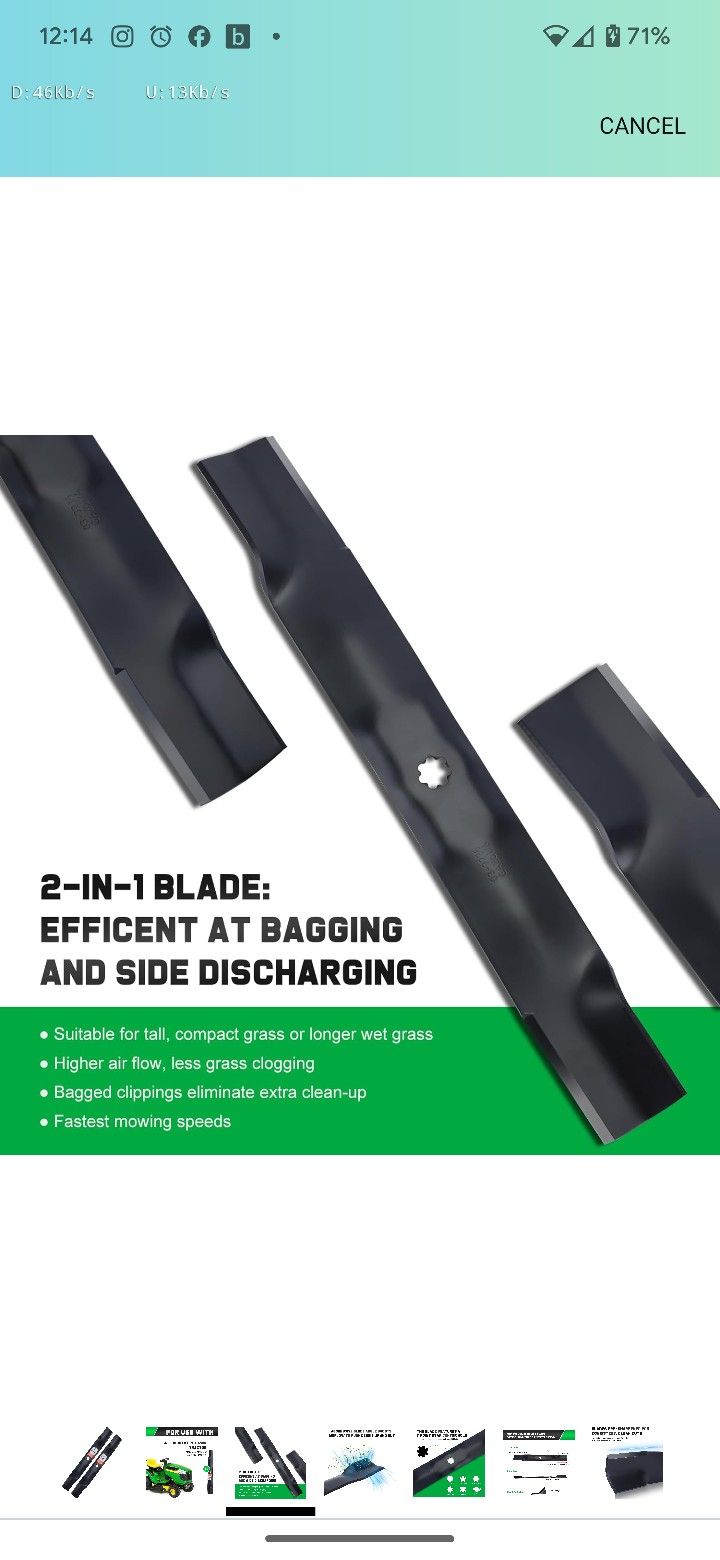 X300 42 ich Mower Deck Blades for JD D105 D110 D125 D130 LT160 LA135 42'' Deck Lawn Tractor Replace AM141034 AM141032 M154062 AM137327 M154061 2